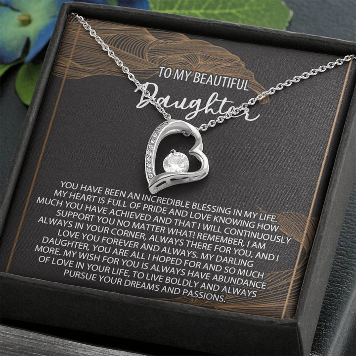 Daughter Necklace Gift, Daughter Birthday Necklace, To My Beautiful Daughter Forever Love Necklace,Daughter Gift From Mom, Daughter Necklace - Thegiftio UK
