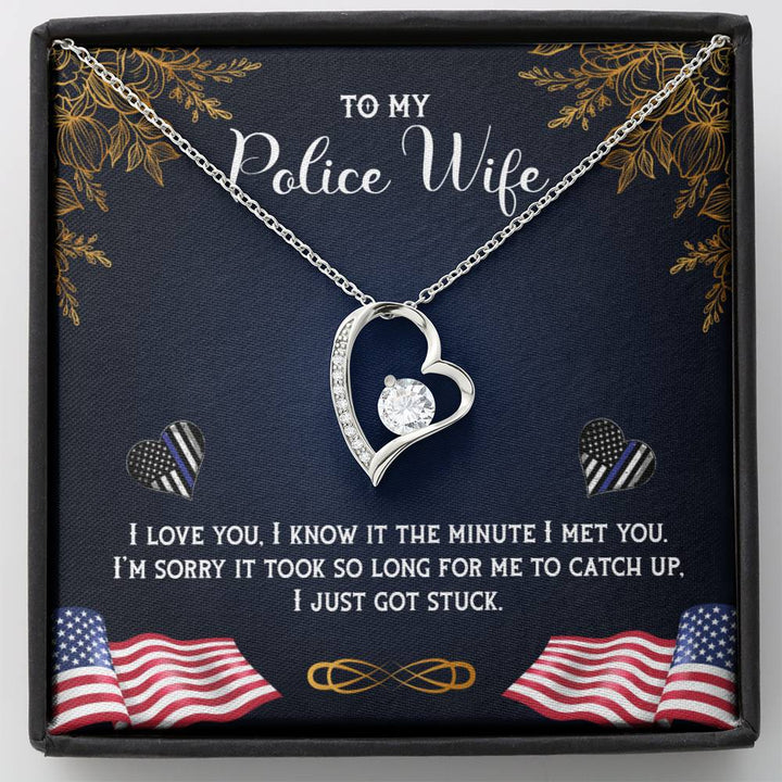 To My Police Wife Forever Love Necklace, Gift For Police Wife, I Love You Gift, Wife Valentine Necklace Gift - Thegiftio UK