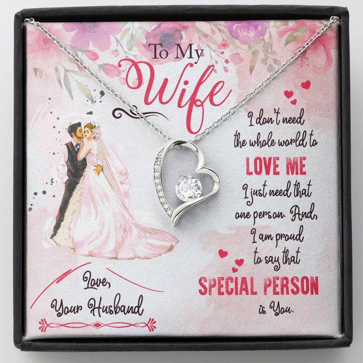 To My Wife Necklace - Love Your Husband - Forever Love Necklace - Anniversary, Birthday, Valentine's Day Gifts For Lineman's Wife - Lineman's Wife Gifts - Thegiftio UK