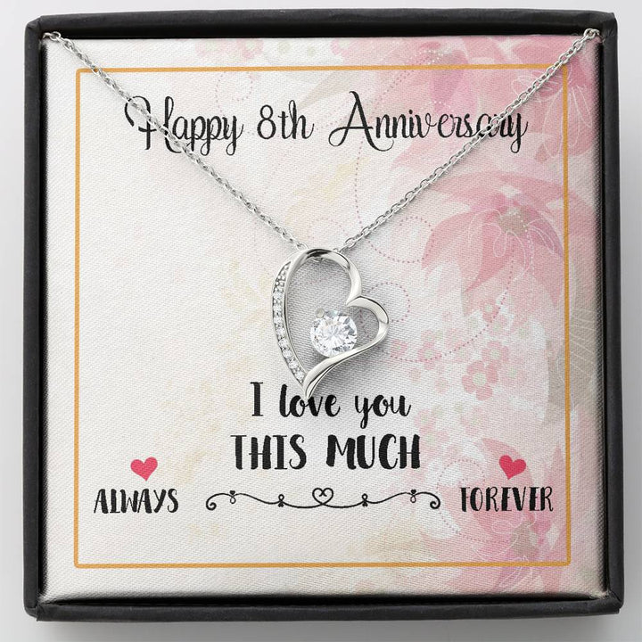 Happy 8Th Anniversary Necklace Gifts For Women, Jewelry Gift For Wife From Husband, I Love You This Much Forever Love Necklace Xx186fl08 - Thegiftio UK