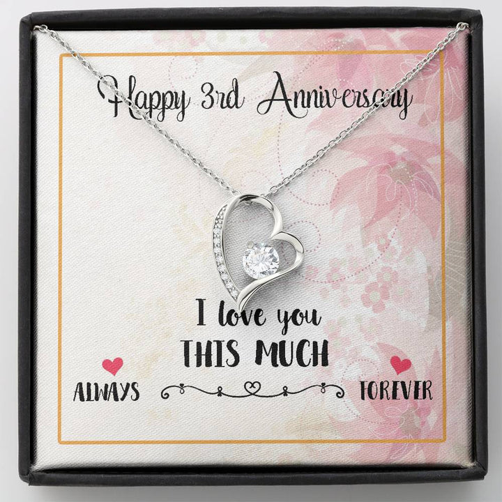 Happy 3Rd Anniversary Necklace Gifts For Women, Jewelry Gift From Husband, I Love You This Much Forever Love Necklace Xx186fl03 - Thegiftio UK