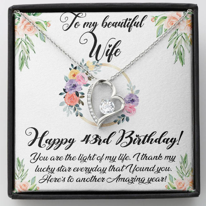 Happy 43Rd Birthday Necklace For Wife, 43Th Birthday Gifts For Women, To My Beautiful Wife 43 Years Old Forever Love Necklace Xx176fl24 - Thegiftio UK