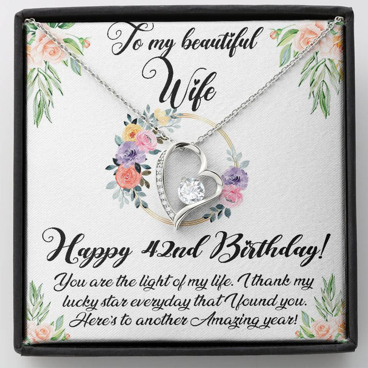Happy 42Nd Birthday Necklace For Wife, 42Th Birthday Gifts For Women, To My Beautiful Wife 42 Years Old Forever Love Necklace Xx176fl23 - Thegiftio UK