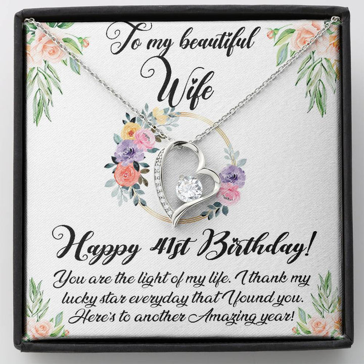 Happy 41St Birthday Necklace For Wife, 41Th Birthday Gifts For Women, To My Beautiful Wife 41 Years Old Forever Love Necklace Xx176fl22 - Thegiftio UK