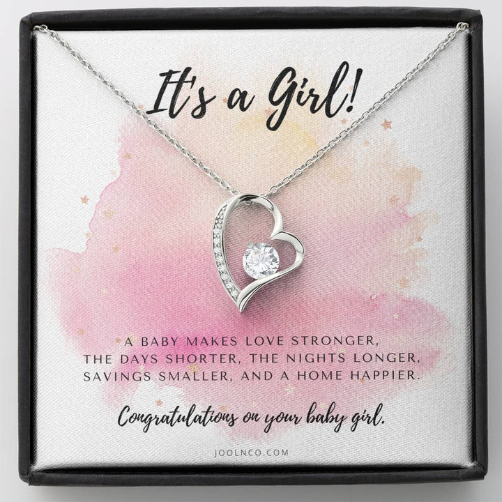 It's A Girl Necklace Gift For Mom | Baby Girl Congratulations | Baby Girl Shower Gift For Mom | New Mom Necklace | New Mom Gift | Gift For New Baby | New Mother Jewelry | Quotes | New Mommy Gift | Forever Love Necklace - Thegiftio UK