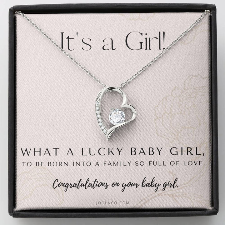 It's A Girl Necklace Gift For Mom | Baby Girl Congratulations | Baby Girl Shower Gift For Mom | New Mom Necklace | New Mom Gift | Gift For New Baby | New Mother Jewelry | Quotes | New Mommy Gift | Forever Love Necklace - Thegiftio UK