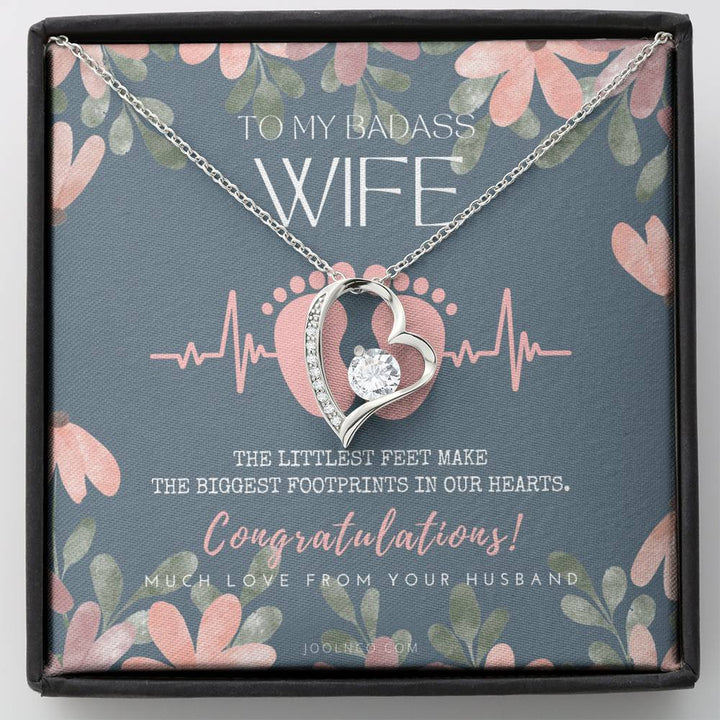 Gift For Pregnant Wife | Mom To Be Gift | New Mommy Necklace | To Mommy To Be | New Mom Jewelry | Forever Love Necklace | Badass Mom Heart Necklace | Badass Wife Gift - Thegiftio UK