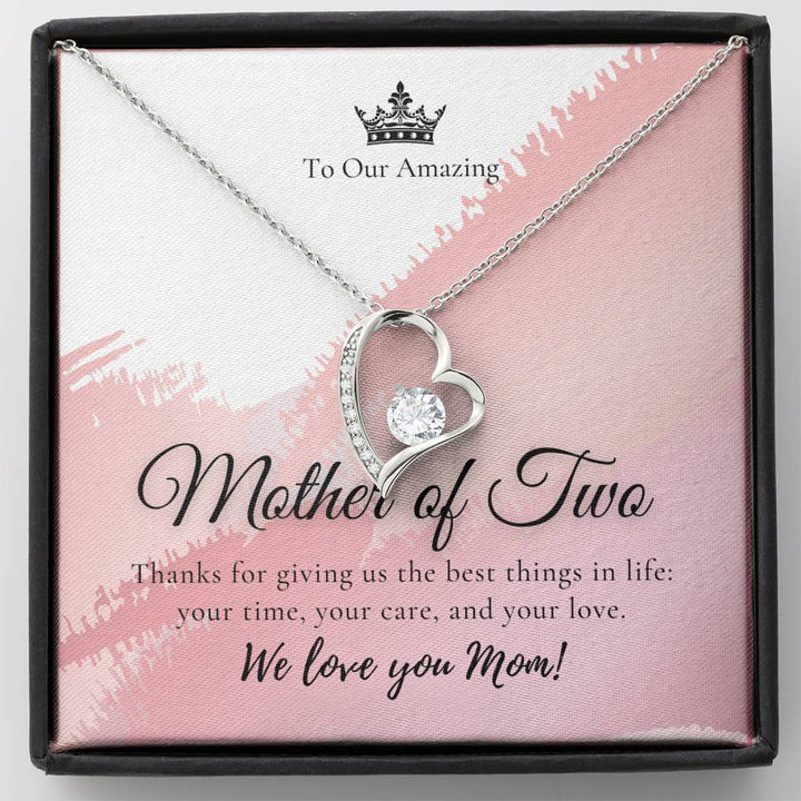 Mother Of 2 Gift | Mother Of Two | To Our Mom Necklace | Mother’S Day Gift | Forever Love Necklace - Thegiftio UK
