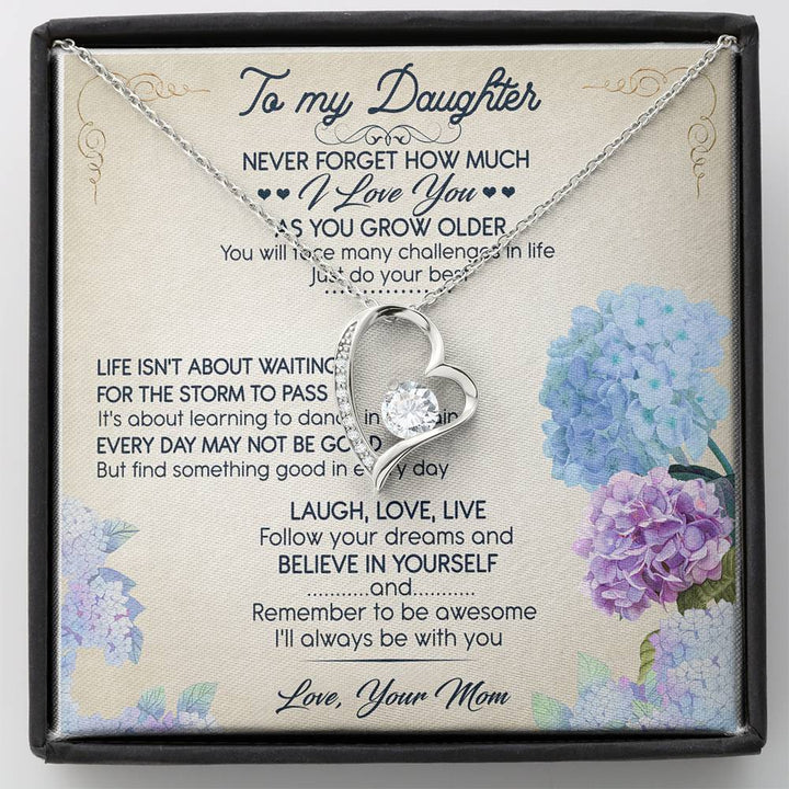 To My Daughter I Love You Forever Love Necklace Birthday Message Card - Thegiftio UK