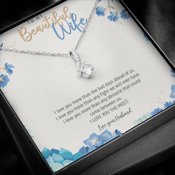 To My Beautiful Wife - Forever Love Necklace With Message Card - Take My Heart Necklace - Necklace Gift For Fiancée, Romantic Gift For Wife-To-Be, Gift For Her, Future Wife Jewelry Gift, Fiancée Gift - Thegiftio UK