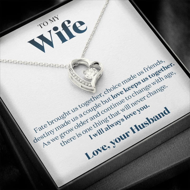 To My Stunning Wife - My Love For You Will Never Change - Message Card Forever Love Necklace Gift - Thegiftio UK