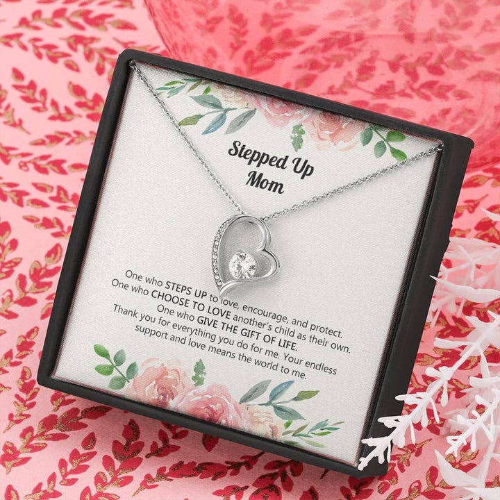 Stepped Up Mom Gift, Special Message Card, Custom Forever Love Necklace, Step Mom Necklace Gift, Ss123 - Thegiftio UK