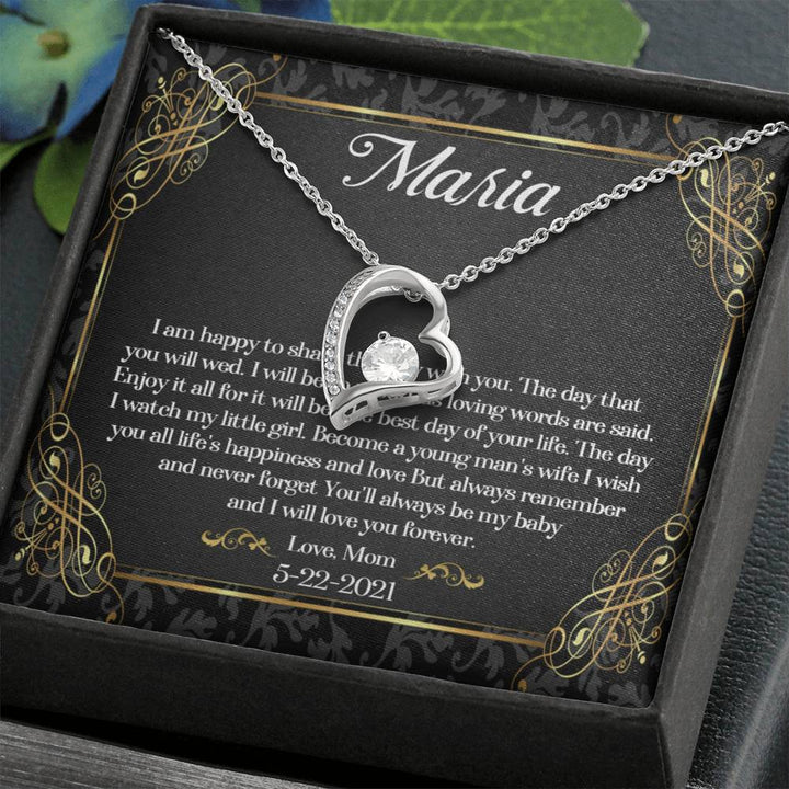 To My Daughter On Her Wedding Day Necklace, Daughter Wedding Gift, Wedding Gift For Daughter, Daughter Forever Love Necklace Wediing Gifts - Thegiftio UK