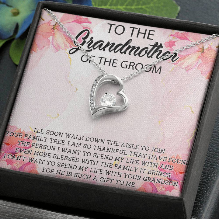 Grandmother Of The Groom Necklace Gift, Grandmother Wedding Gift,Grandma Of The Groom Forever Love Necklace, Grandma Wedding Gift From Groom - Thegiftio UK