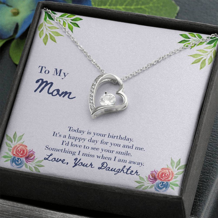 Forever Love Necklace With Love To See A Smile On Your Birthday Message Card (Gift For Mother) - Thegiftio