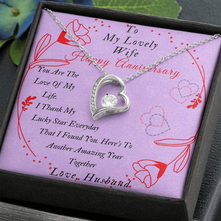 Forever Love Necklace, To My Lovely Wife-Happy Anniversary, Wife Gifts, Birthday Gift, Romantic Wife Gift, Wife Jewelry, Anniversary Wife Gift - Thegiftio UK