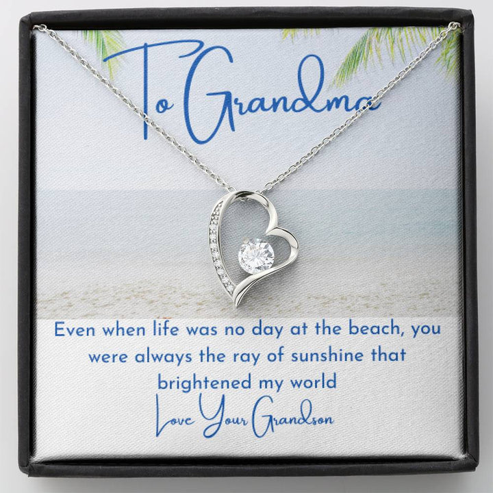To Grandma, Love Your Grandson (Beach Themed Forever Love Necklace) - Thegiftio UK
