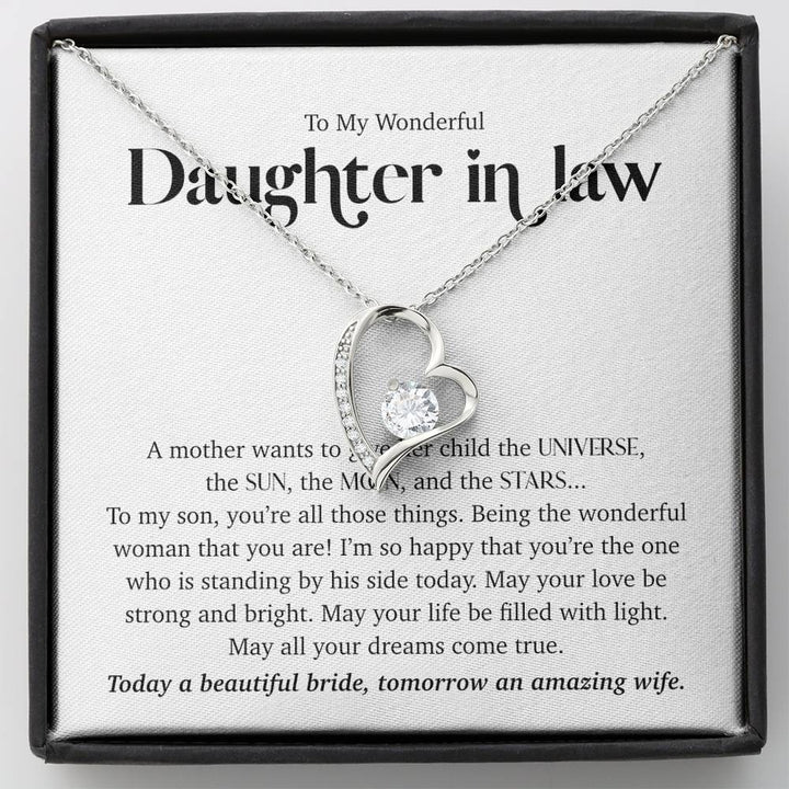 To My Wonderful Daughter In Law Wedding Day Necklace - Forever Love Necklace - Thegiftio UK