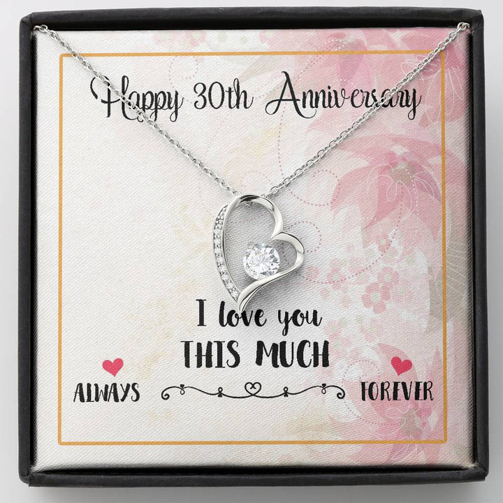 Happy 30Th Anniversary Necklace Gifts For Women, Jewelry Gift For Wife From Husband, I Love You This Much Forever Love Necklace Xx186fl22 - Thegiftio UK