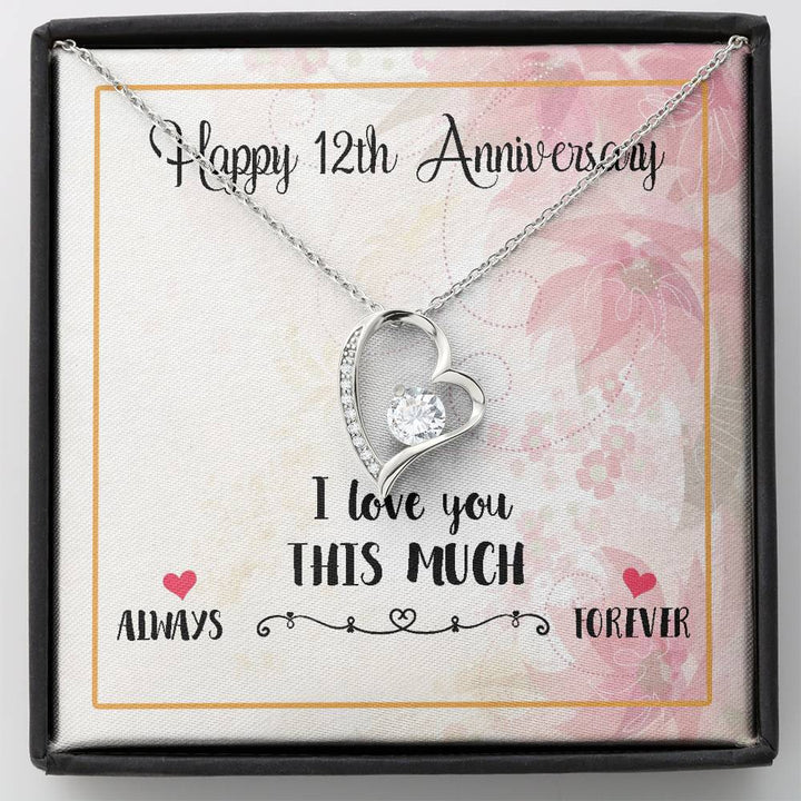 Happy 12Th Anniversary Necklace Gifts For Women, Jewelry Gift For Wife From Husband, I Love You This Much Forever Love Necklace Xx186fl12 - Thegiftio UK
