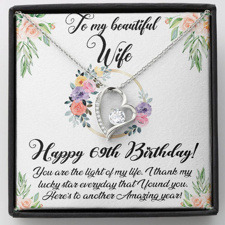 Happy 69Th Birthday Necklace For Wife, 69Th Birthday Gifts For Women, To My Beautiful Wife 69 Years Old Forever Love Necklace Xx176fl50 - Thegiftio UK