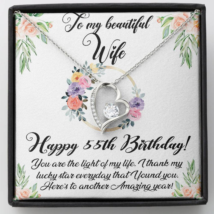 Happy 55Th Birthday Necklace For Wife, 55Th Birthday Gifts For Women, To My Beautiful Wife 55 Years Old Forever Love Necklace Xx176fl36 - Thegiftio UK