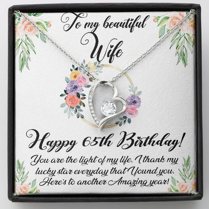 Happy 65Th Birthday Necklace For Wife, 65Th Birthday Gifts For Women, To My Beautiful Wife 65 Years Old Forever Love Necklace Xx176fl46 - Thegiftio UK