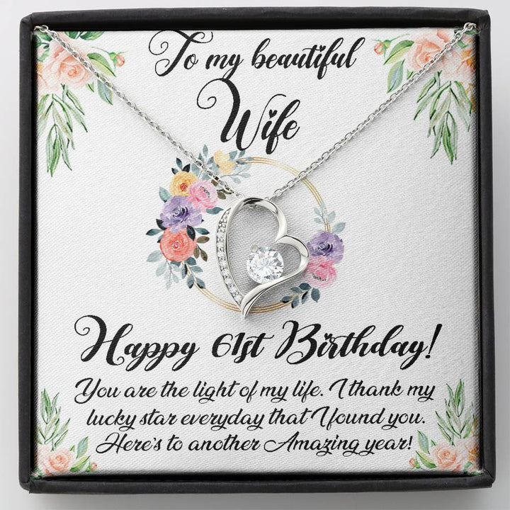 Happy 61St Birthday Necklace For Wife, 61Th Birthday Gifts For Women, To My Beautiful Wife 61 Years Old Forever Love Necklace Xx176fl42 - Thegiftio UK