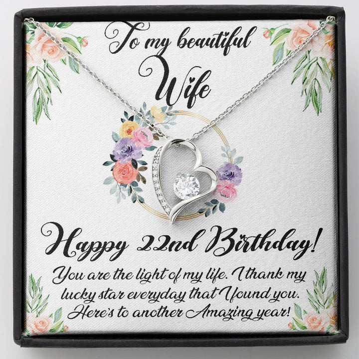 Happy 22Nd Birthday Necklace For Wife, 22Th Birthday Gifts For Women, To My Beautiful Wife 22 Years Old Forever Love Necklace Xx176fl03 - Thegiftio UK