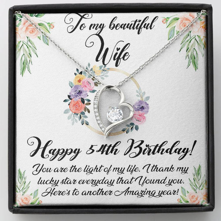 Happy 54Th Birthday Necklace For Wife, 54Th Birthday Gifts For Women, To My Beautiful Wife 54 Years Old Forever Love Necklace Xx176fl35 - Thegiftio UK