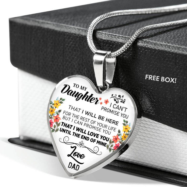 Dad To Daughter Gift – Never Forget - Forever Love Necklace - Cubic Zirconia Gemstone Heart Charm Necklace I Love You Dad Gifts For Daughter - Thegiftio UK