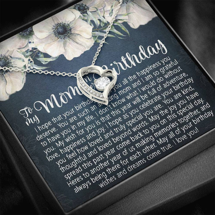 Mom Birthday Forever Love Necklace Gift, Mom Birthday Jewelry, Mom Necklace Or Bracelet, Happy Birthday Mom, Message Card Quote, Cute Gift For Mom - Thegiftio UK