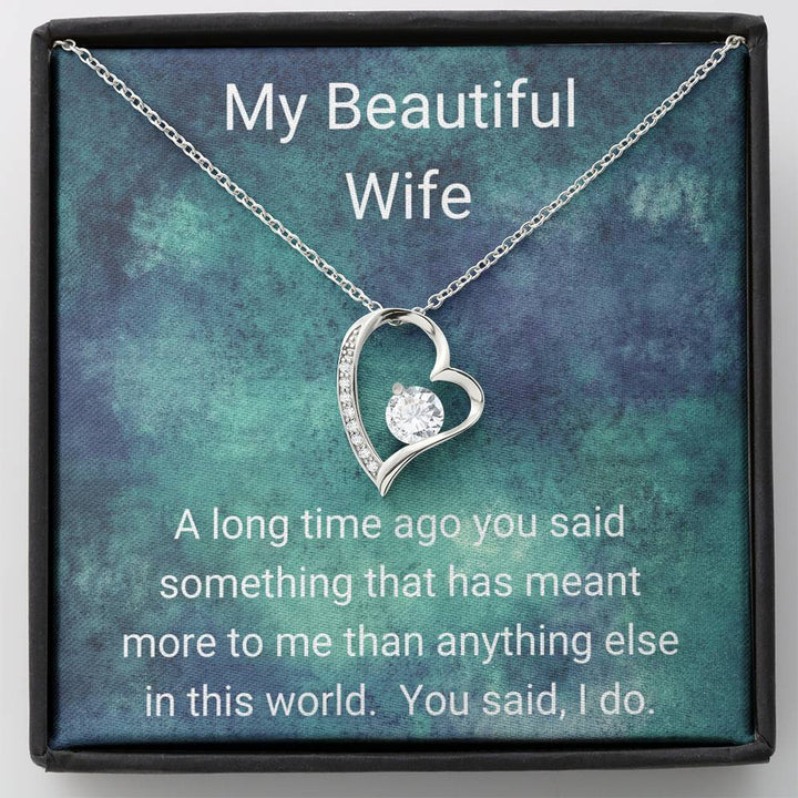 My Beautiful Wife Forever Love Necklace, Romantic Necklace, Cubic Zirconia Heart Necklace, - Thegiftio UK