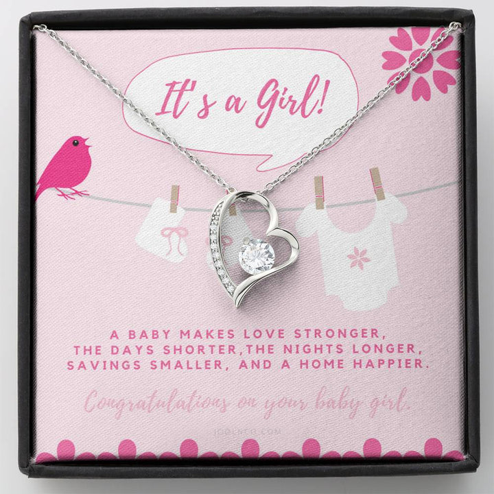 It's A Girl Necklace Gift For Mom | Baby Girl Congratulations | Baby Girl Shower Gift For Mom | New Mom Necklace | New Mom Gift | Gift For New Baby | New Mother Jewelry | Quotes | New Mommy Gift | Forever Love Necklace - Thegiftio UK