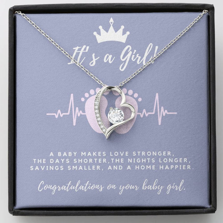 It's A Girl Necklace Gift For Mom | Baby Girl Congratulations | Baby Girl Shower Gift For Mom | New Mom Necklace | New Mom Gift | Gift For New Baby | New Mother Jewelry | Quotes | New Mommy Gift | Forever Love Necklace - Thegiftio UK