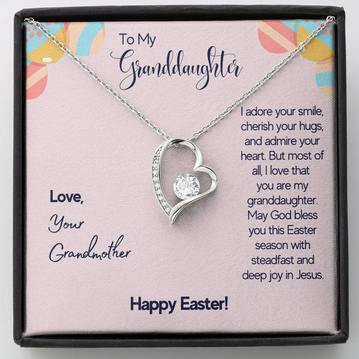 To My Granddaughter - I Adare Your Smile Cherish Your Hugs - Love Your Grandmother - Happy Easter - Forever Love Necklace - Thegiftio