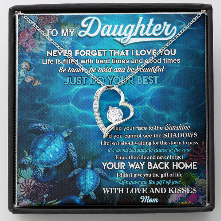To My Daughter With Love And Kisses Forever Love Necklace Birthday Message Card Gift - Thegiftio UK