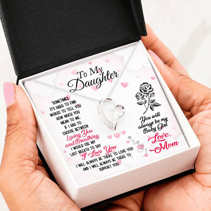 To My Daughter - Love Mom - Gift For Daughter Forever Love Necklace With On Demand Message Card - Thegiftio UK