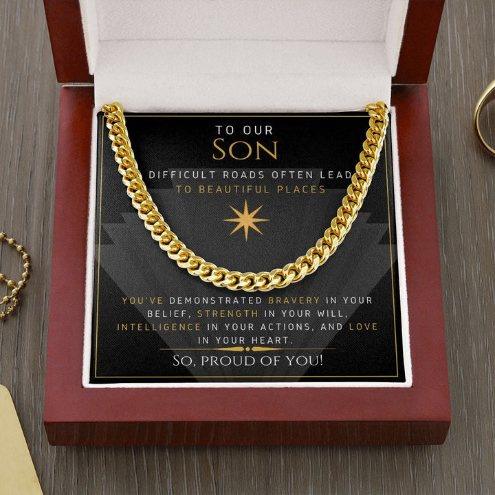 Gift for Son From Mom, Cuban Link Chain, Gold link chain, Father Son Gift, Son Christmas Gift, Birthday Son Gift, Son Gift Parents - Thegiftio UK