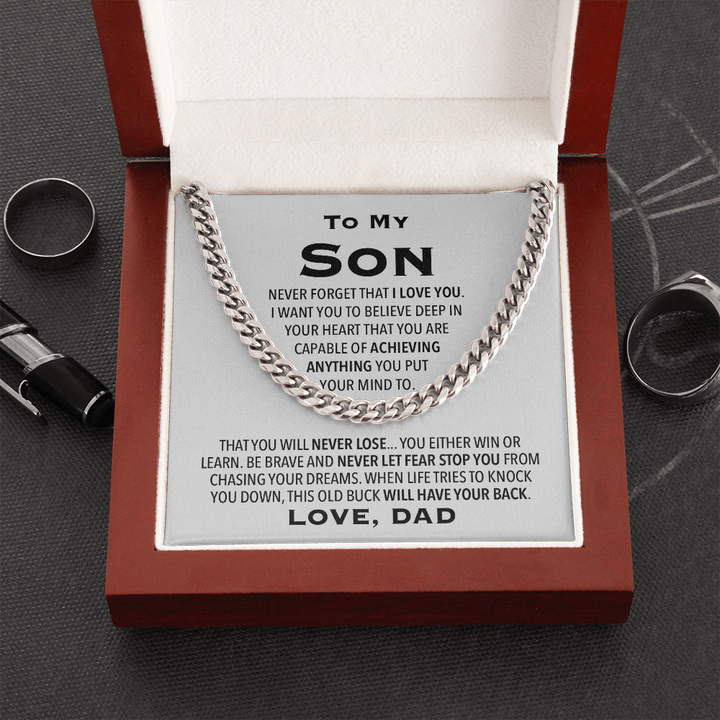 To My Son Gift From Dad, Cuban Link Chain Necklace For Son, Son Birthday, Christmas Gift For Son - Thegiftio UK