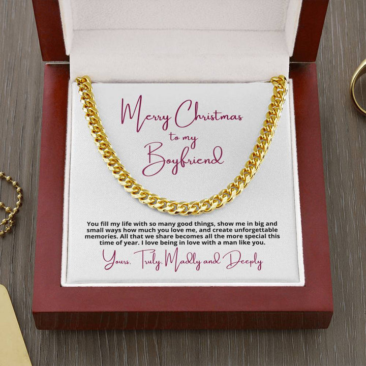 Boyfriend Christmas Gift For Significant Other, Cuban Link Chain Necklace, Heavy Chain Necklace Men, Feliz Navidad Gift Him - Thegiftio UK