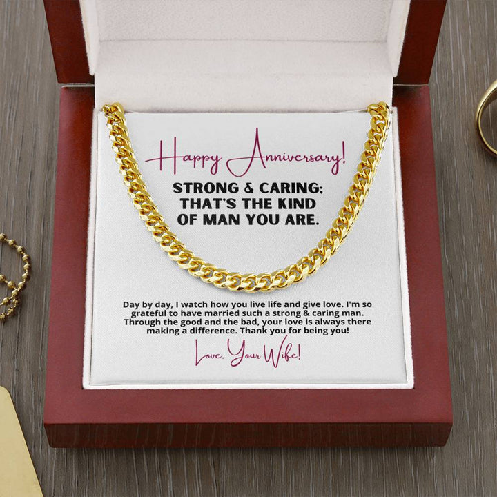 Husband Anniversary Gift, Cuban Link Chain Necklace, Anniversary Gift For Husband From Wife, Heavy Chain Necklace Men, Feliz Aniversario Gift - Thegiftio UK