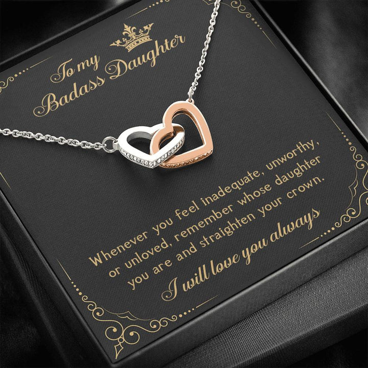 To My Badass Daughter - Interlocking Heart Necklace - Thegiftio UK