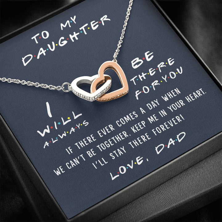 To My Daughter - Keep Me In Your Heart - Love Dad - Interlocking Heart Necklace - Thegiftio UK