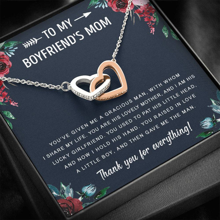 To My Boyfriend’S Mom - Gift For Mother's Day, Birthday, Anniversary - Interlocking Heart Necklace - Thegiftio UK