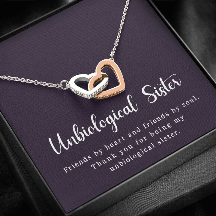 Unbiological Sister - Soul Sister - Sister In Law - Step Sister Gift - Best Friend Bff - Interlocking Heart Necklace - Thegiftio UK