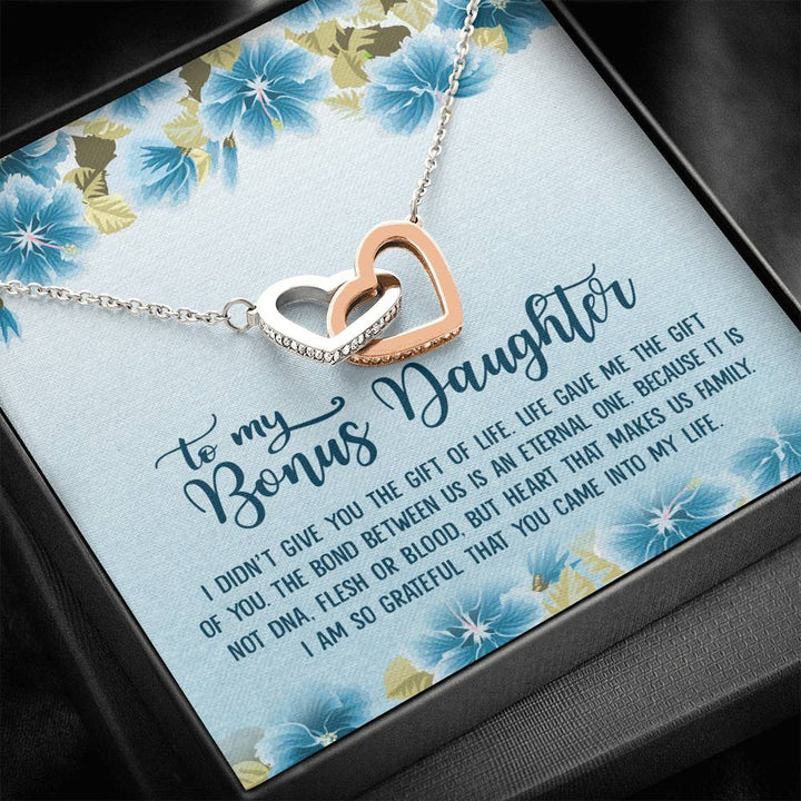 Unbiological Daughter Bonus Daughter Step Daughter Gifts - Interlocking Heart Necklace - Thegiftio UK