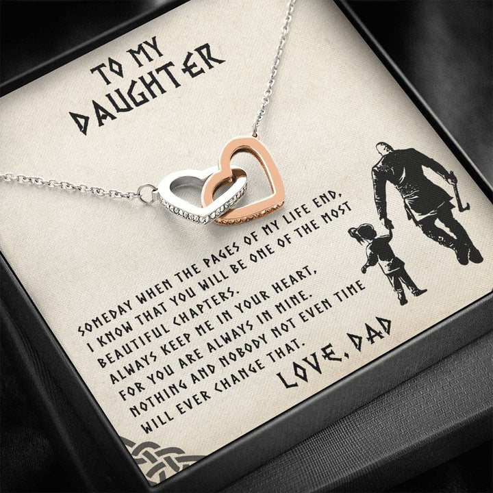 To My Daughter - Most Beautiful Chapters - Viking Dad To Daughter Gift - Interlocking Heart Necklace - Thegiftio UK