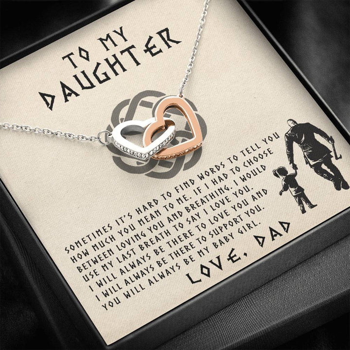 To My Daughter - Last Breath - Viking Dad - Interlocking Heart Necklace - Thegiftio UK