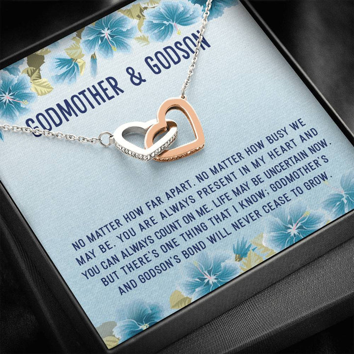 Godmother & Godson Gift Necklace, Mother's Day, Birthday Gift - Interlocking Heart Necklace - Thegiftio UK